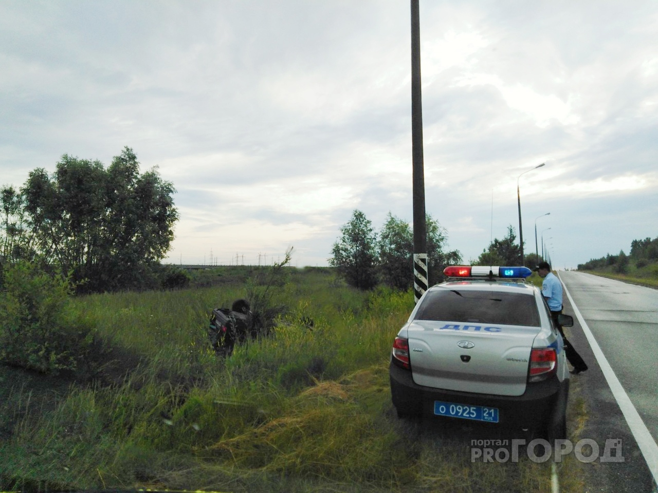 Под Новочебоксарском водитель вылетел в кювет и сбежал с места ДТП