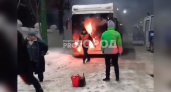 В Чебоксарах в депо загорелся троллейбус